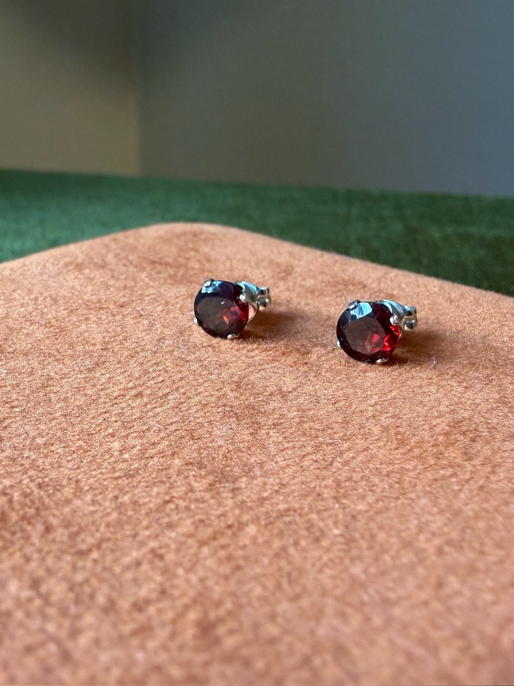 Sterling Silver Garnet Stud Earrings